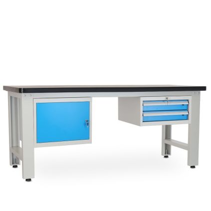 Dílenský stůl Solid MDF-12, 210 cm, 2 závěsné boxy, černá