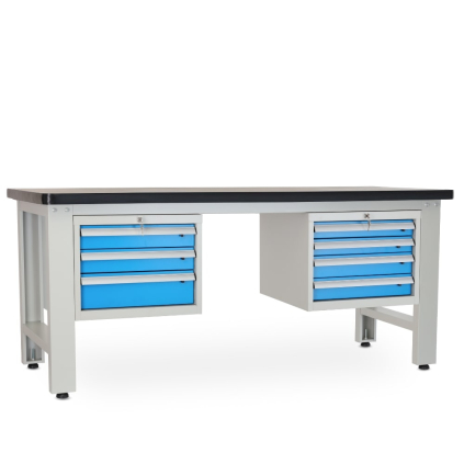 Dílenský stůl Solid MDF-34, 210 cm, 2 závěsné boxy, černá