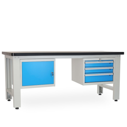 Dílenský stůl Solid MDF-13, 210 cm, 2 závěsné boxy, černá