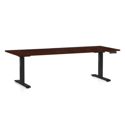 Výškově nastavitelný stůl OfficeTech C, 200 x 80 cm, černá podnož, wenge