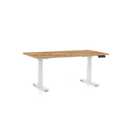 Výškově nastavitelný stůl OfficeTech D, 120 x 80 cm, bílá podnož, dub zlatý