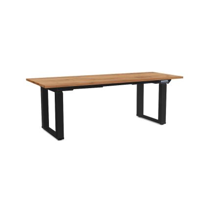 Výškově nastavitelný stůl OfficeTech Strong 200 x 80 cm, černá podnož, dub kraft