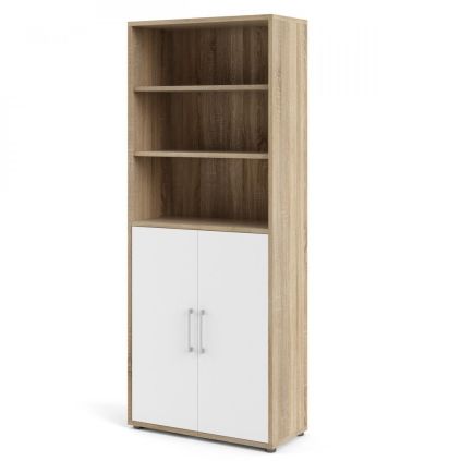 Skříň Modulo 89 x 40 x 221,5 cm, dveře dřevo, dub sonoma / bílá