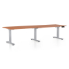 Výškově nastavitelný stůl OfficeTech Long, 260 x 80 cm, šedá podnož, třešeň