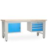 Dílenský stůl Solid OAK-13, 210 cm, 2 závěsné boxy, dub