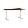 Výškově nastavitelný stůl OfficeTech A, 140 x 80 cm, bílá podnož, wenge