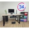 Výškově nastavitelný stůl OfficeTech Strong 240 x 80 cm, bílá podnož, dub kraft